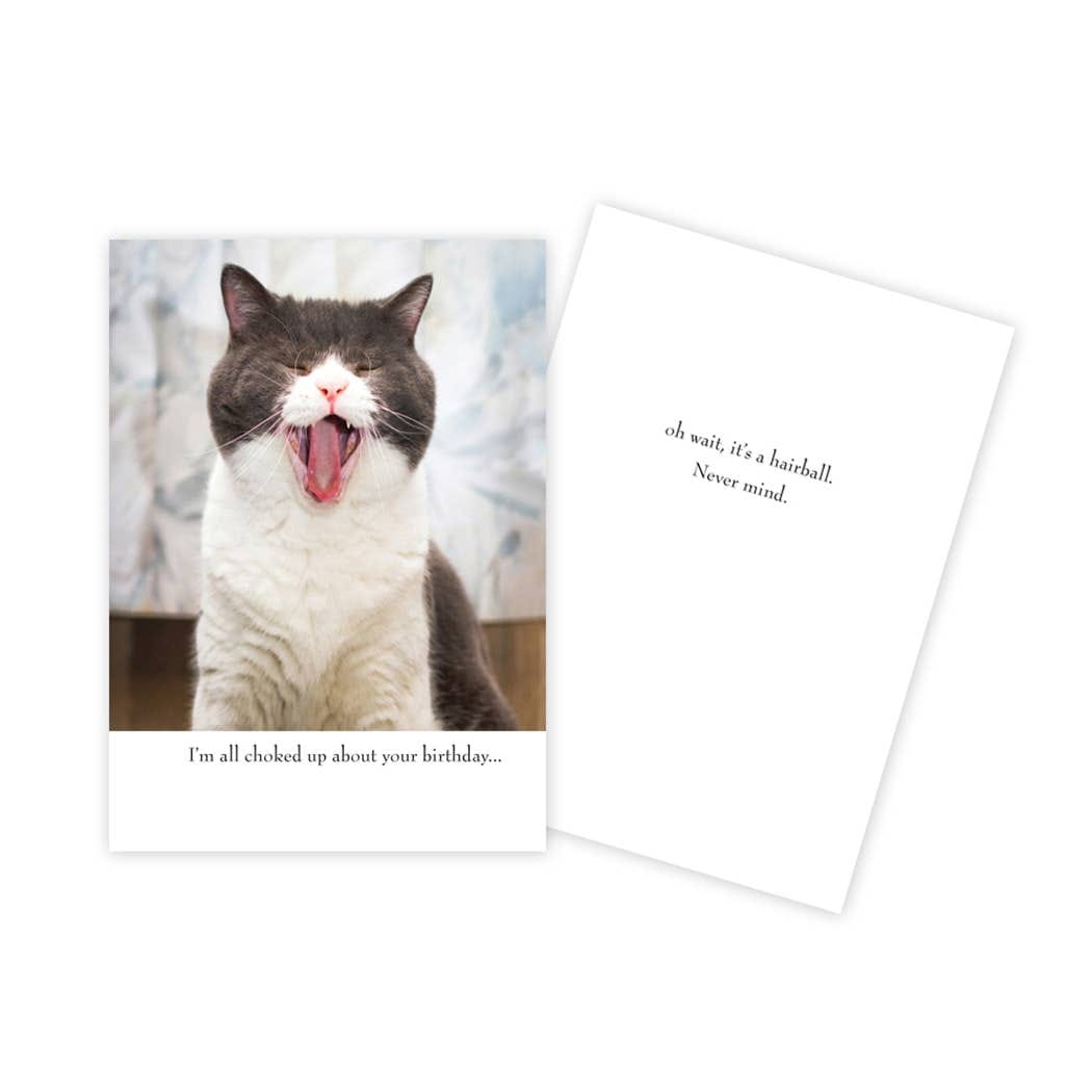 Choking Cat Funny Birthday Card - Five and Divine