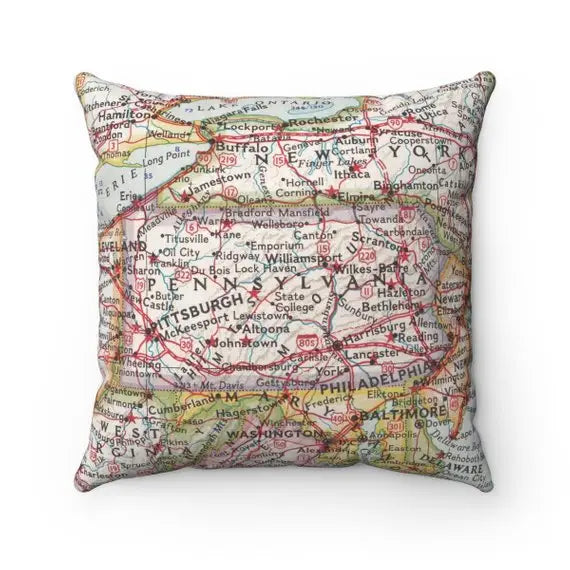 Pennsylvania Map Pillow - Five and Divine
