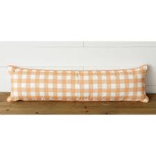 Pillow - Orange Buffalo Plaid Lumbar Pillow - Five and Divine