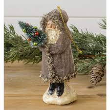 Grey Belsnickle Santa Holding Tree Ornament - Five and Divine