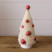 Bottle Brush Tree With Red Ornaments - Small - Five and Divine