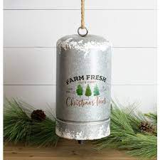 Farm Fresh Christmas Tree Metal Bell on Rope - Five and Divine