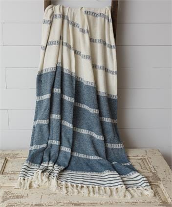 Striped Throw - Blue and White