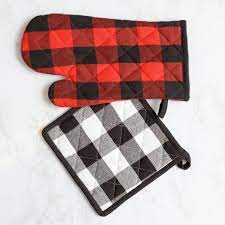 Reversible Buffalo Plaid Oven Mitt and Pot Holder - Five and Divine
