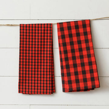 Tea Towels - Red and Black Buffalo Plaid (Set of 2)