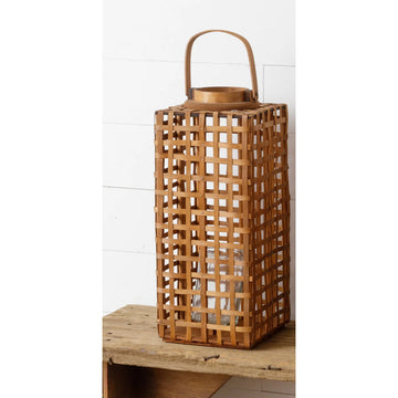 Woven Lantern with Hurricane Glass (Large)