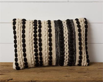 Pillow - Knitted with Black Nubby Accents - Five and Divine