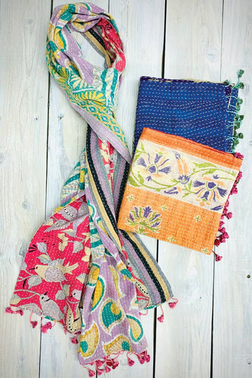 Cotton Kantha Scarves - Five and Divine