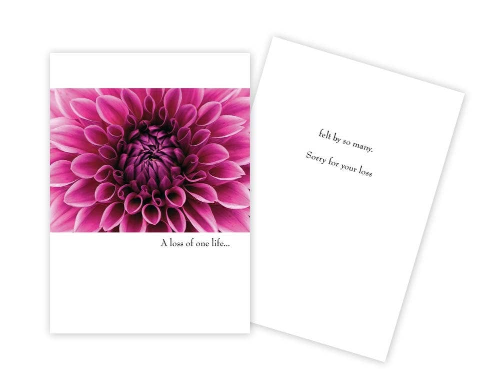 Pink Dahlia Sympathy Card - Five and Divine