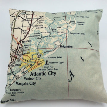 Atlantic City Map Pillow