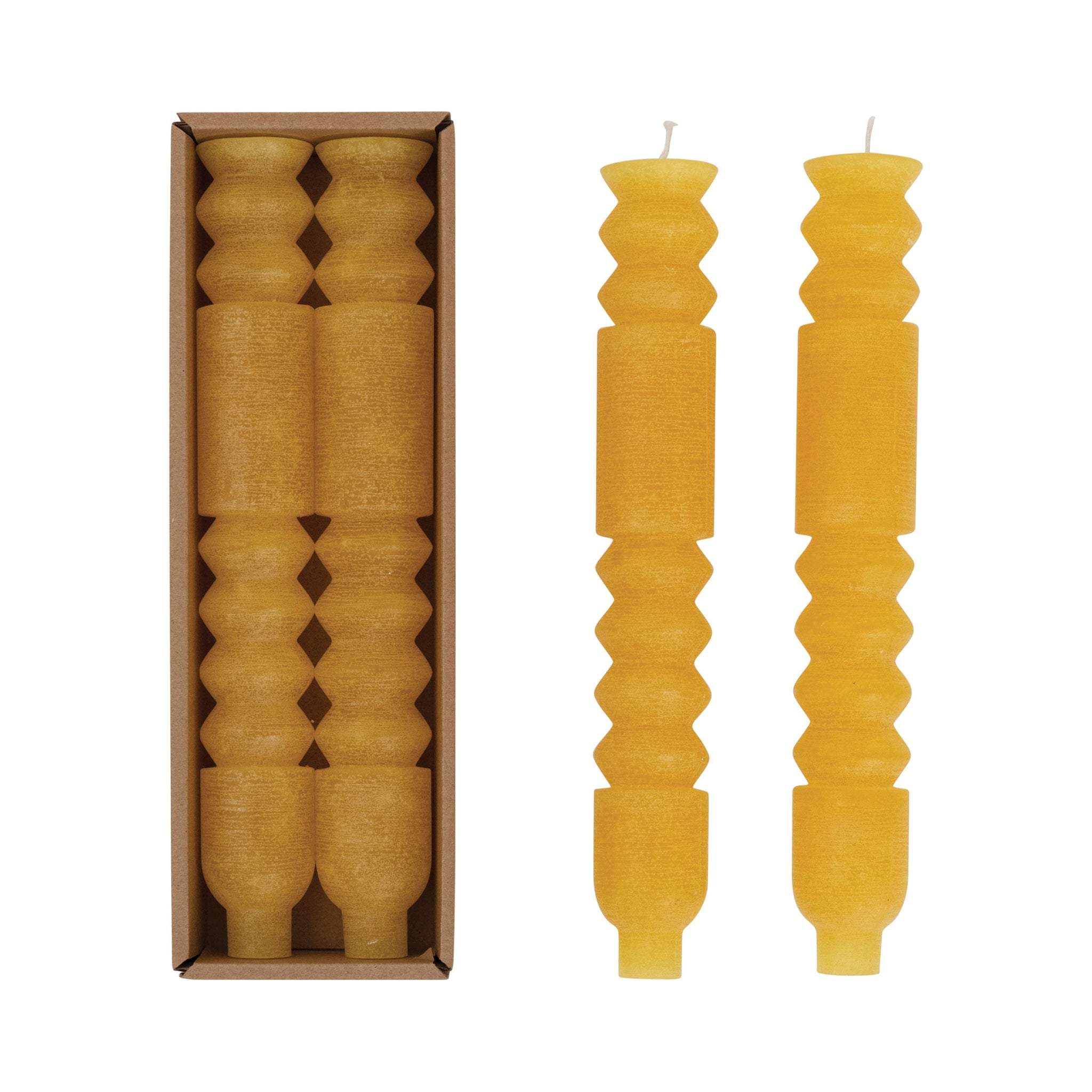10"H Unscented Totem Taper Candles in Box, Honey Color, Set of 2 - Five and Divine