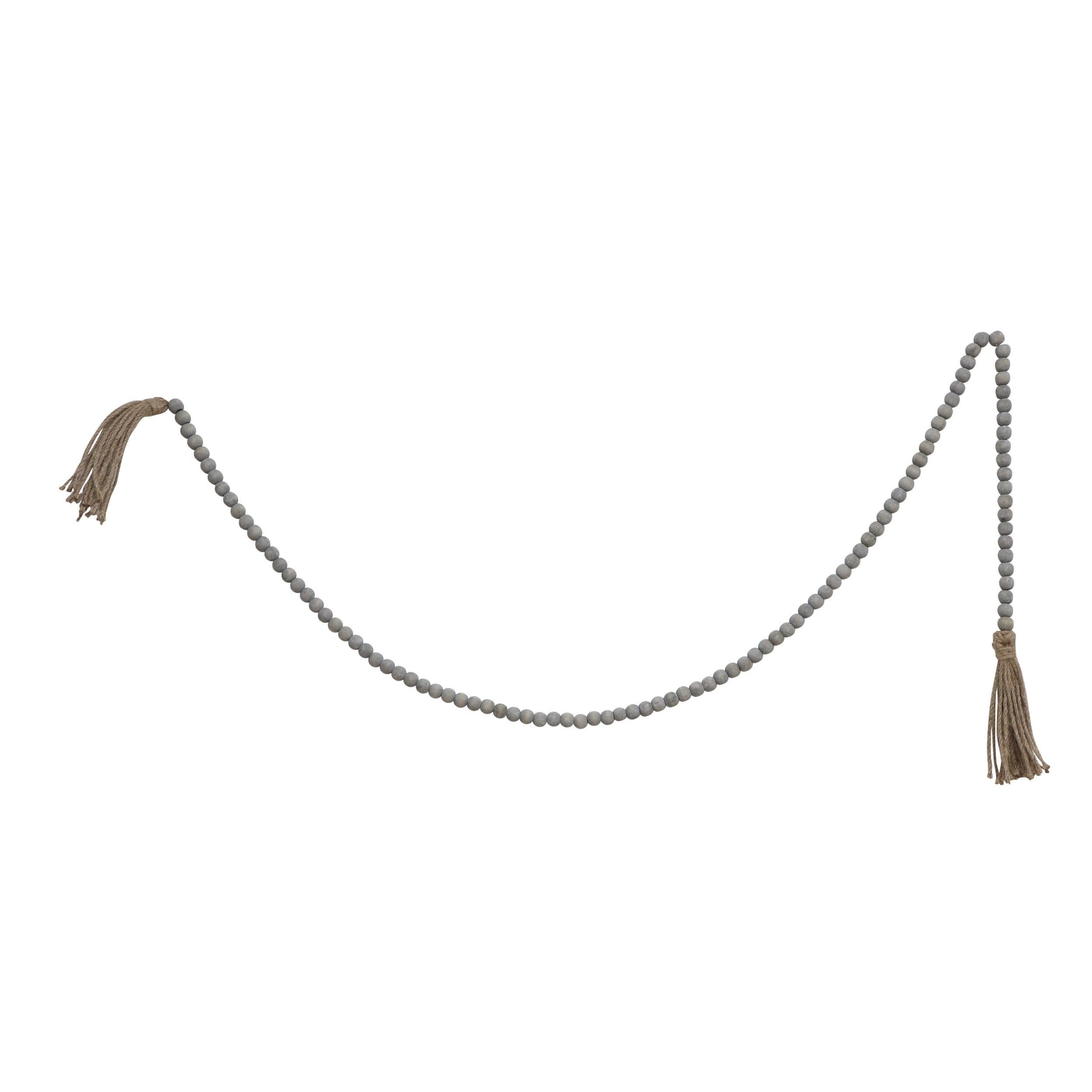 Jute & Wood Bead Garland with Tassels (Grey) - Five and Divine