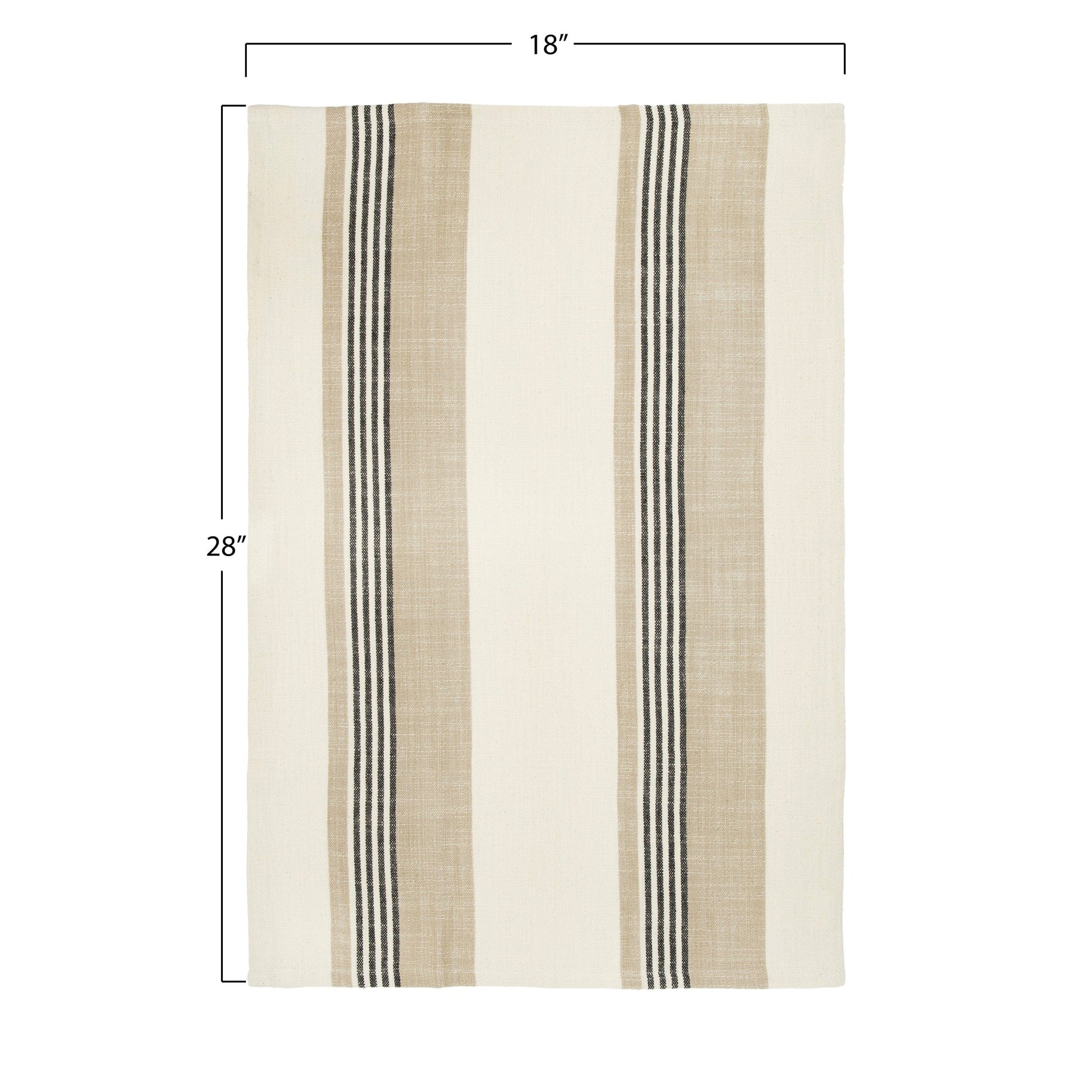 Woven Cotton Striped Tea Towels (Taupe Black & Cream Color) - Five and Divine