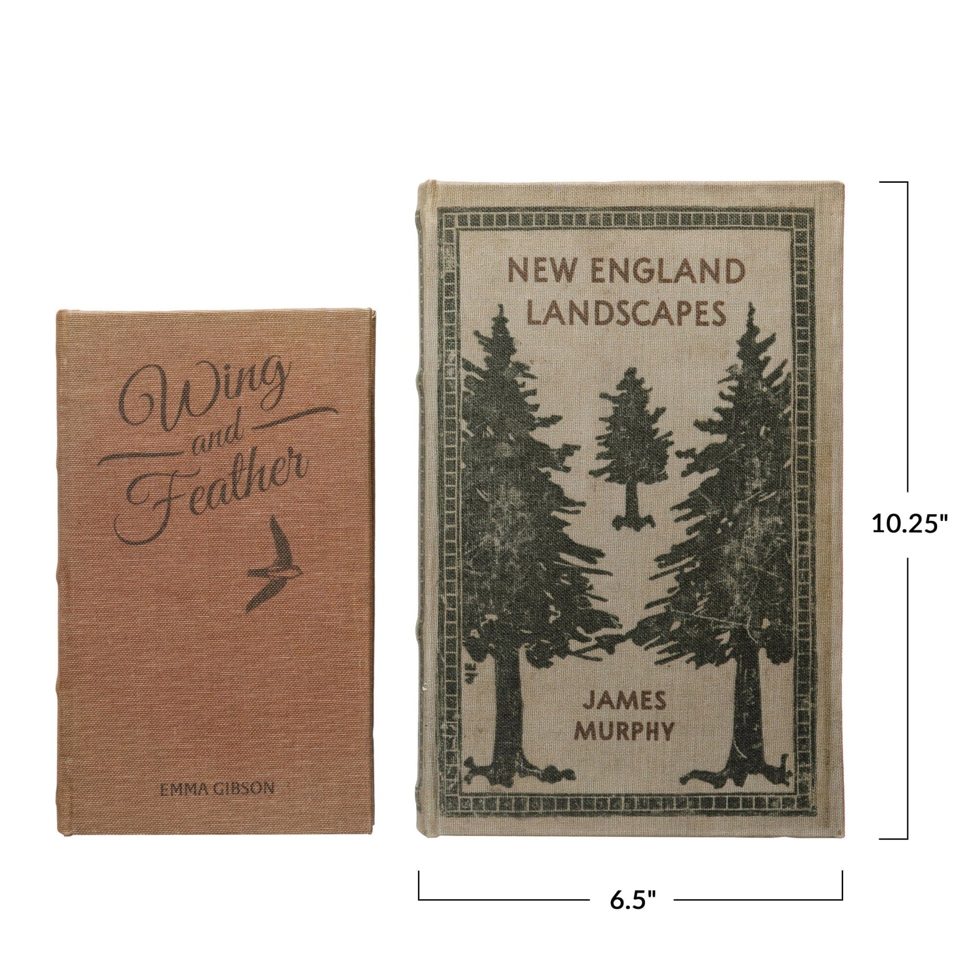 Canvas & MDF Book Storage Boxes (Set of 2) - "New England Landscapes" - Five and Divine