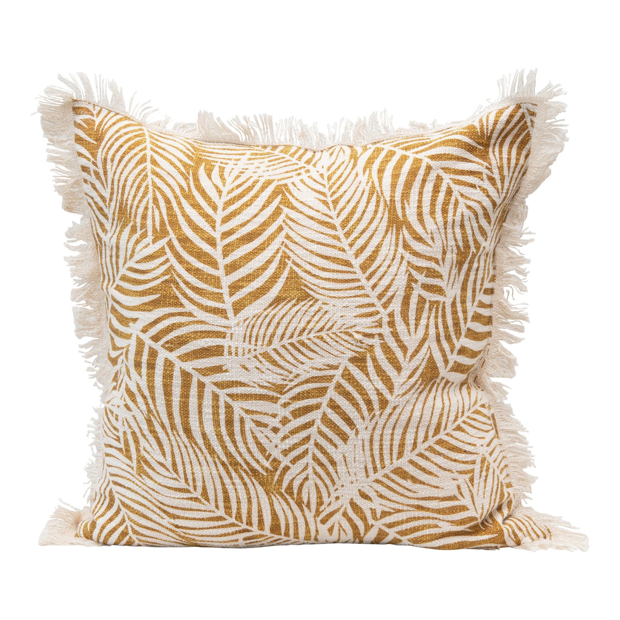 Palm Frond Pattern & Fringe Pillow  - Five and Divine