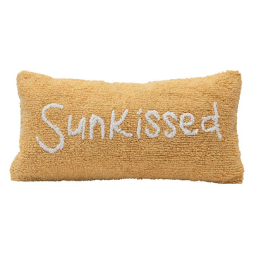 "Sunkissed" Yellow & White Cotton Punch Hook Lumbar Pillow  - Five and Divine