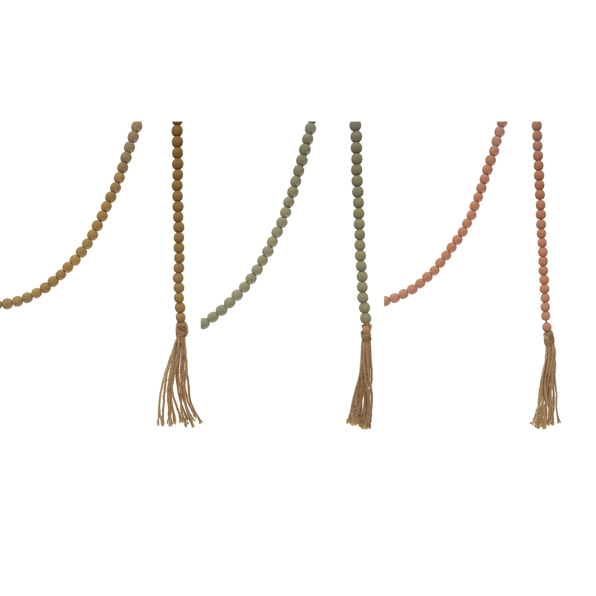 Paulownia Wood Bead with Jute Tassels (3 Colors) - Five and Divine