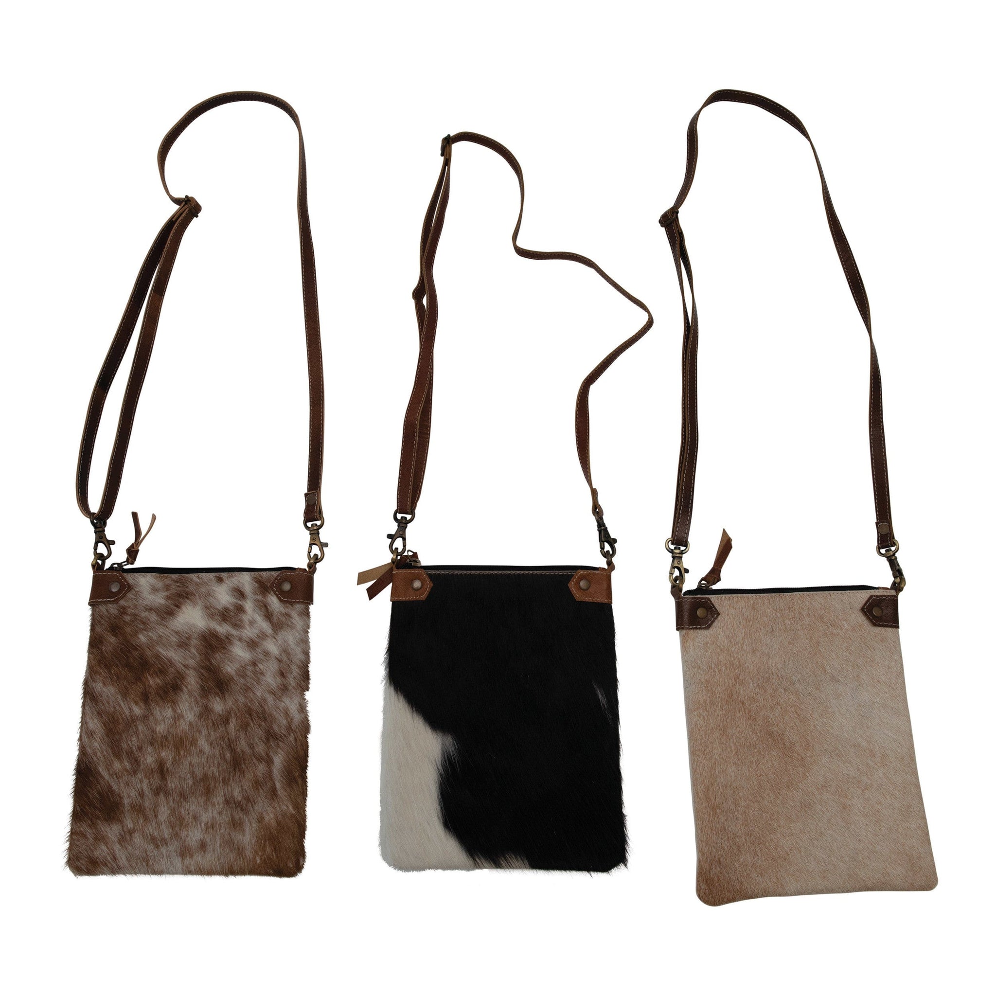 Goat Fur & Leather Cross-body Bag w/ Adjustable Strap - Five and Divine
