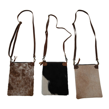 Goat Fur & Leather Cross-body Bag w/ Adjustable Strap