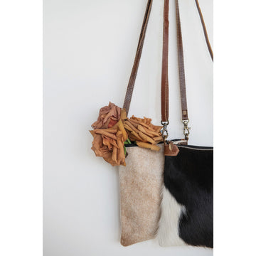 Goat Fur & Leather Cross-body Bag w/ Adjustable Strap - Five and Divine