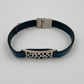 Plain Flat Leather Bracelet with Stainless Steel Clasp