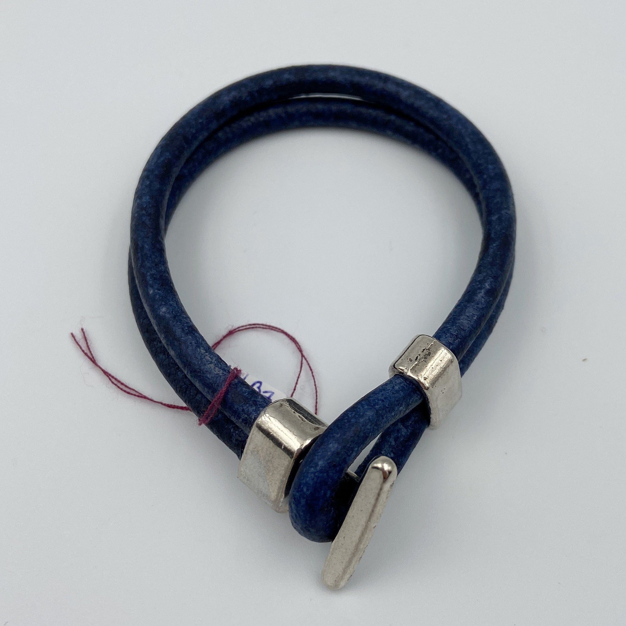 Steel Knot Leather Loop Bracelet Black