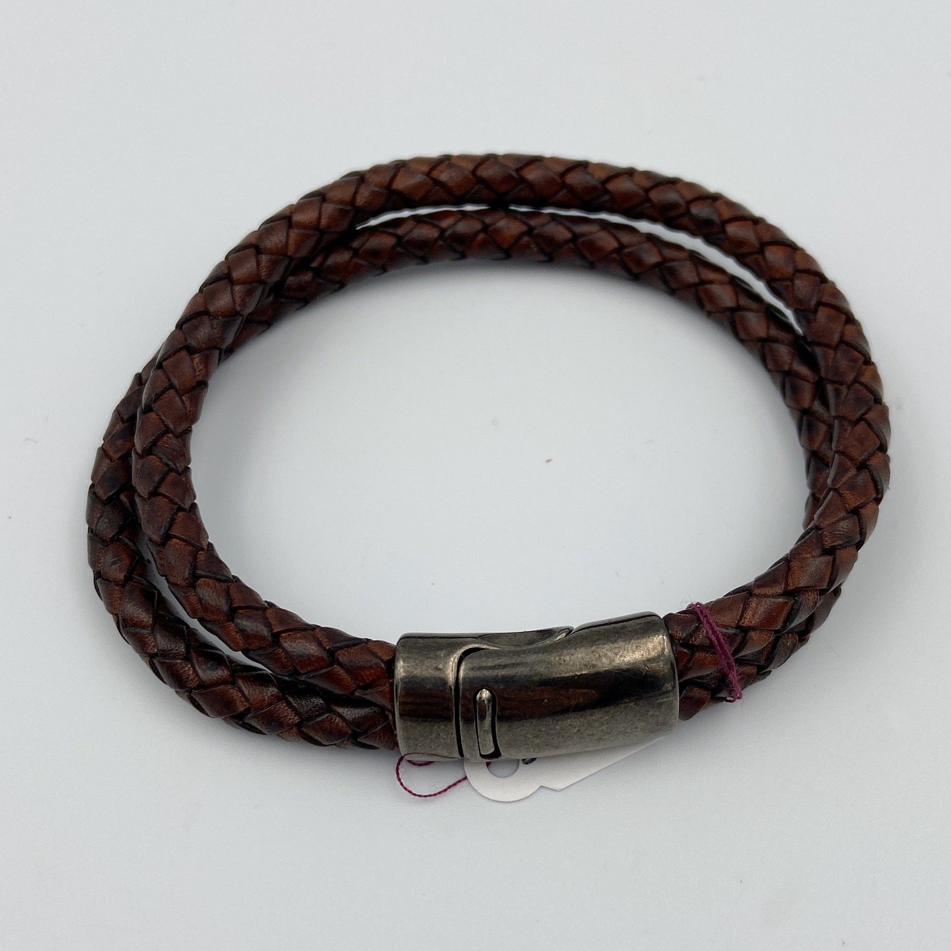 Multi Loop Leather Bracelet with Stainless Steel Loop Clasp