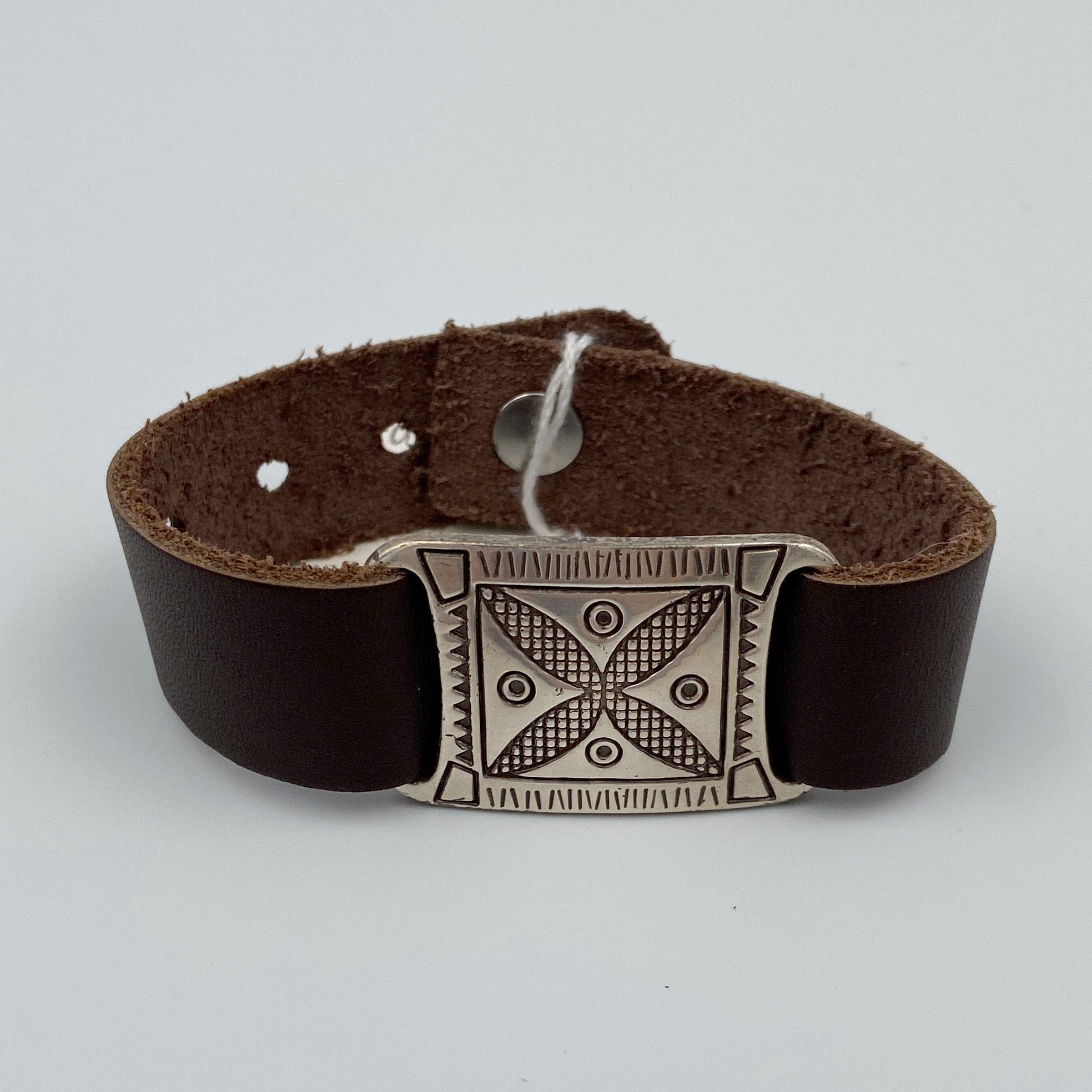 Brown Leather Connector Bracelet - Sterling Silver - Five and Divine