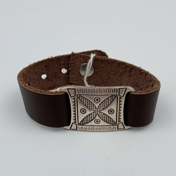 Brown Leather Connector Bracelet - Sterling Silver