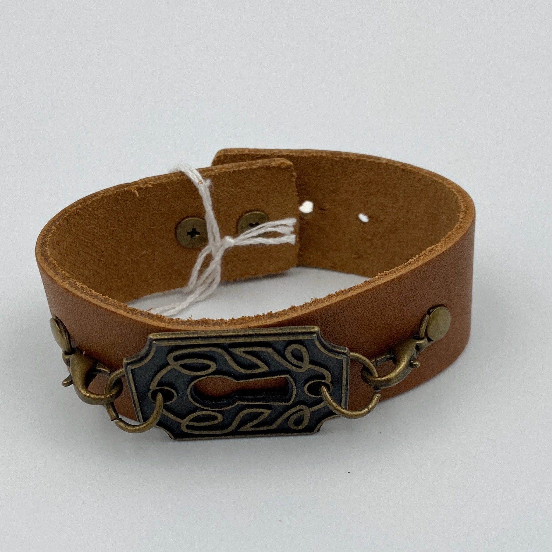 Leather Cuff with Metal Connector - Five and Divine