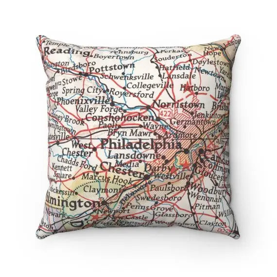 Philadelphia Map Pillow - Five and Divine
