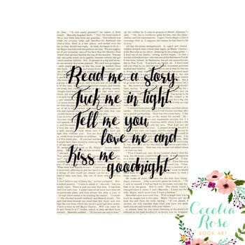 Book Art - Read Me A Story, Tuck Me In Tight - 5x7 Unframed Print - Cecelia Rose Book Art - Five and Divine