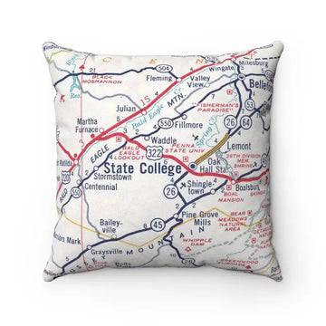 State College Pennsylvania Map Pillow - Five and Divine