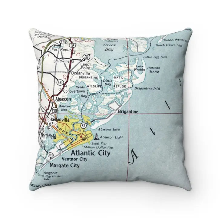 Atlantic City Map Pillow - Five and Divine