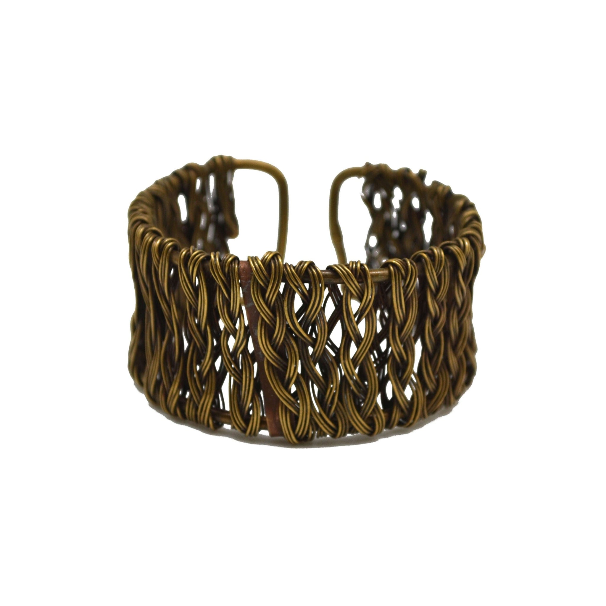 Anju Basketweave Brass Vertical Braided Rows Cuff Bracelet - Five and Divine