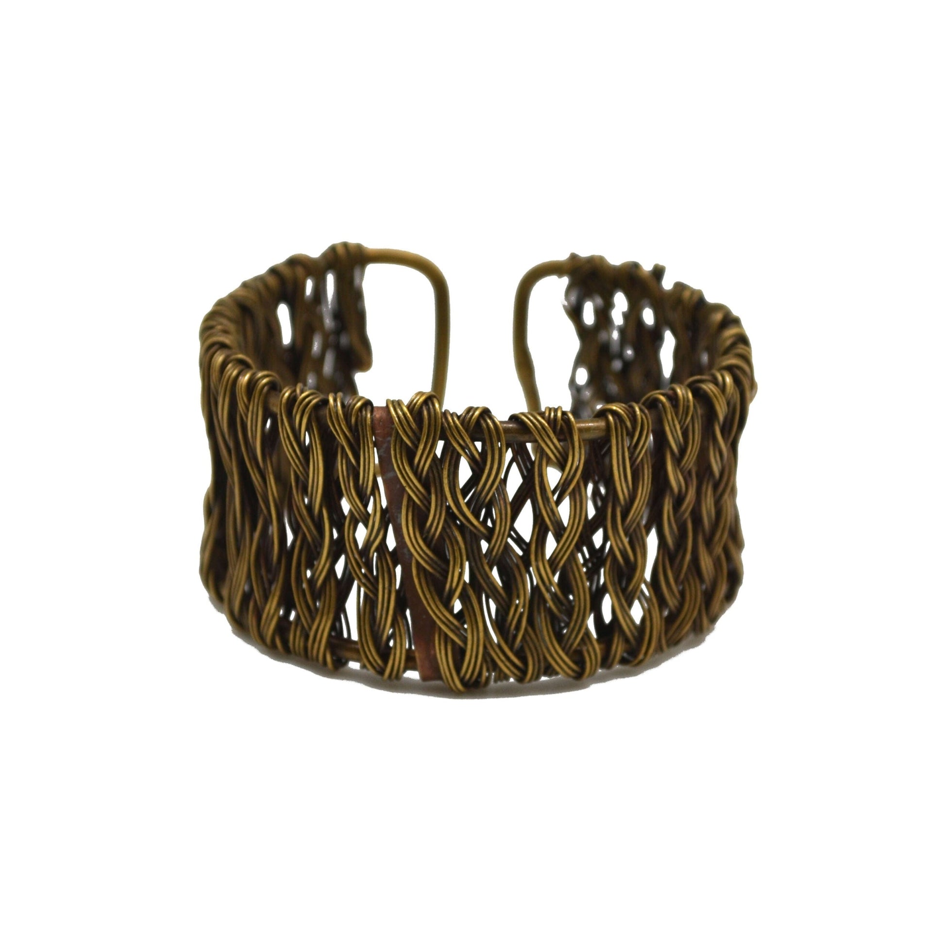 Anju Basketweave Brass Vertical Braided Rows Cuff Bracelet - Five and Divine