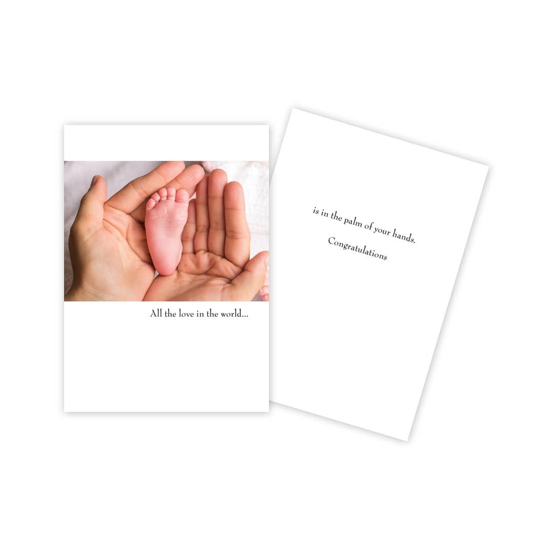 Baby Foot in Hands New Baby Card - Five and Divine