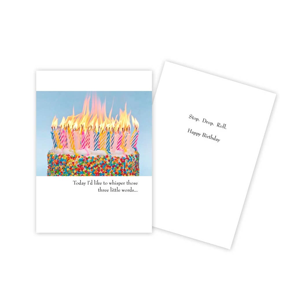 Cake on Fire Funny Birthday Card - Five and Divine