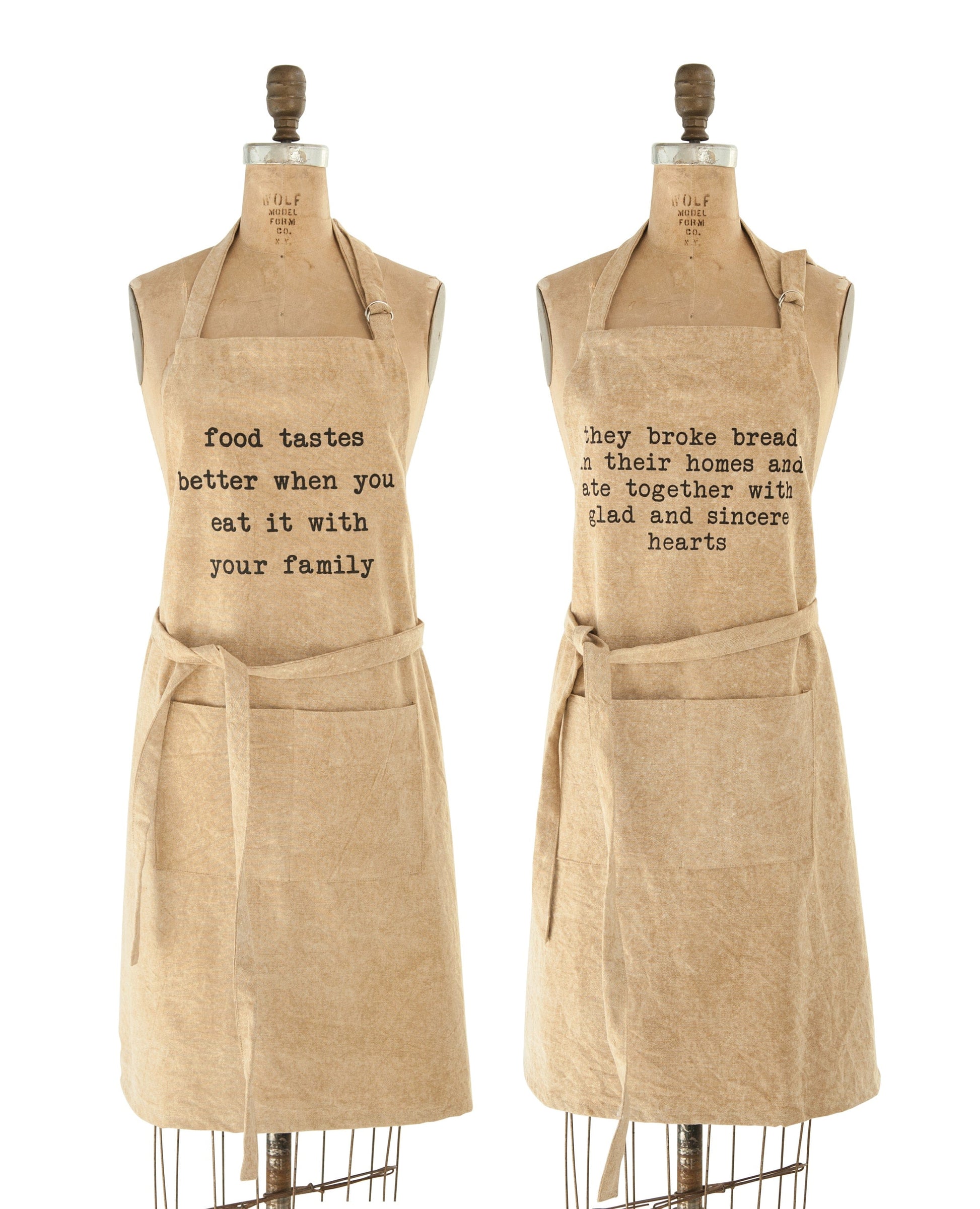 Cotton Canvas Apron with Pockets & Saying - Stone Wash (2 Styles) - Five and Divine
