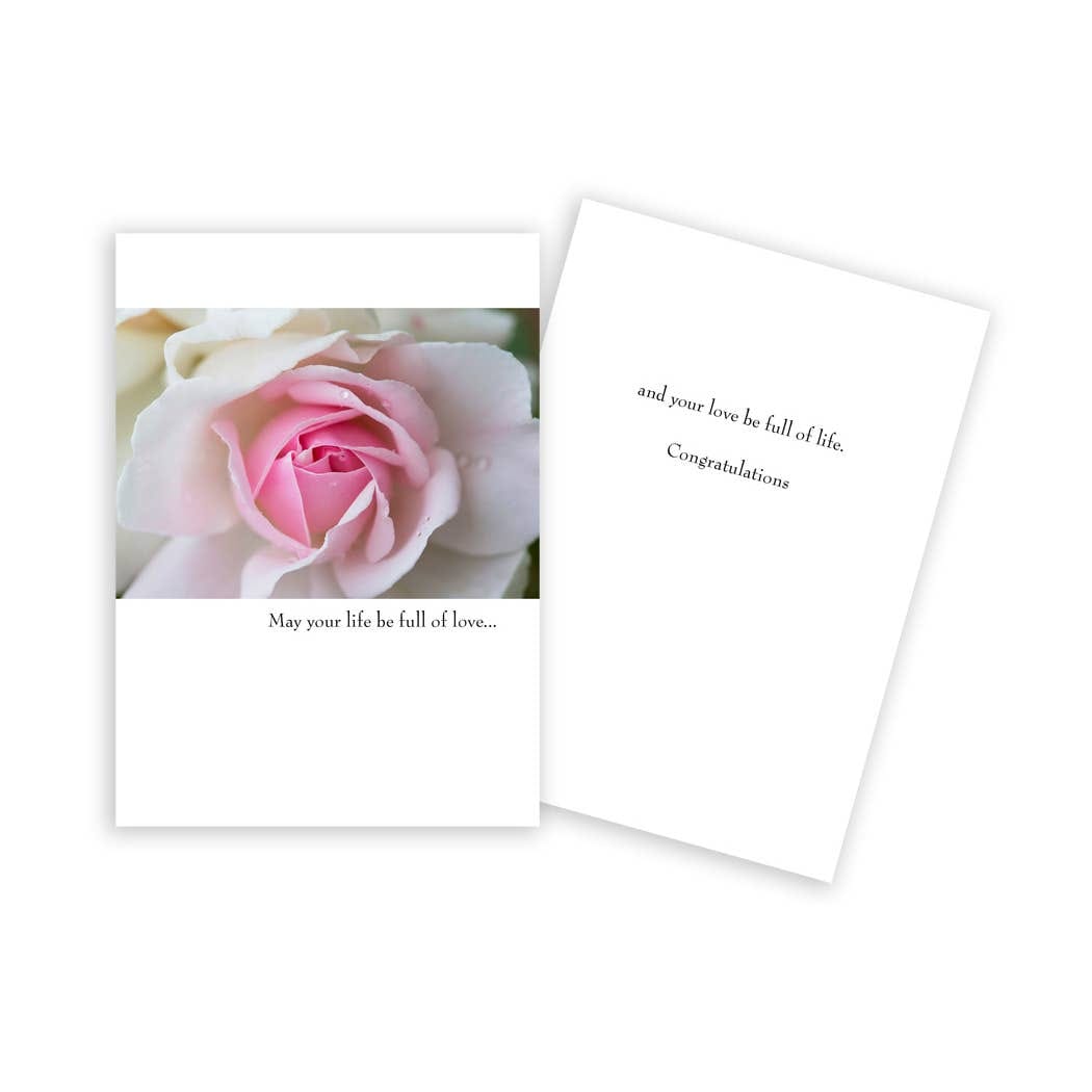Pink Rose Floral Wedding Card - Five and Divine
