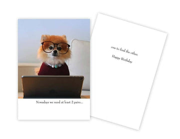 Dog Wearing Glasses Funny Birthday Card - Five and Divine