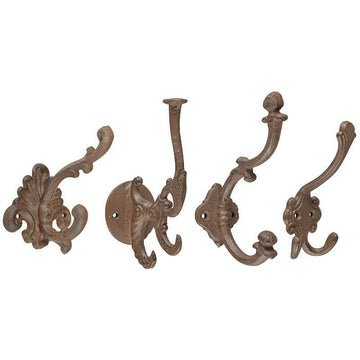 Coat Hooks, Cast Iron, Antique Brown, 4 Asst. Styles - Sold Separately
