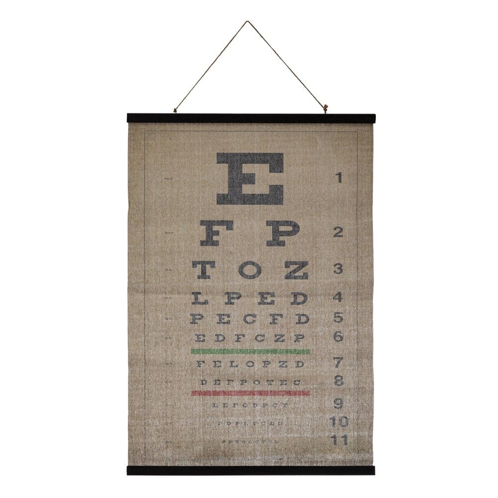 Canvas & Wood Eye Chart Scroll with Jute Rope Hanger - Five and Divine