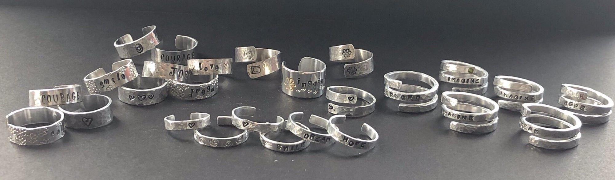 Single Band Ring - Hand Stamped Aluminum - Five and Divine