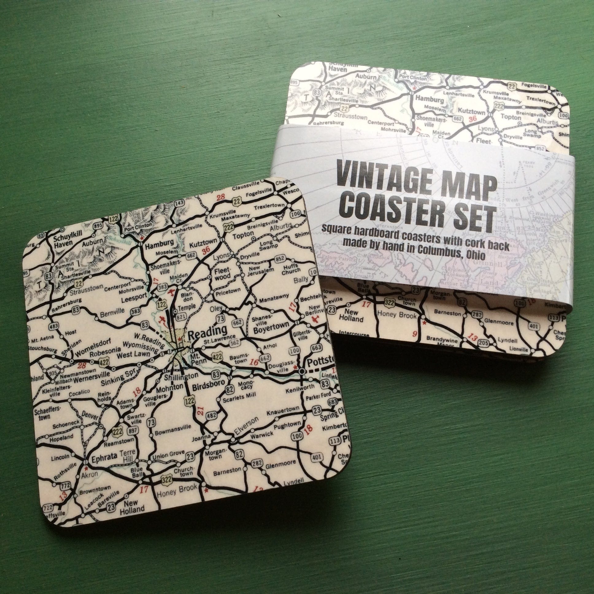 Reading Map Coaster Set - Reading, PA - Five and Divine