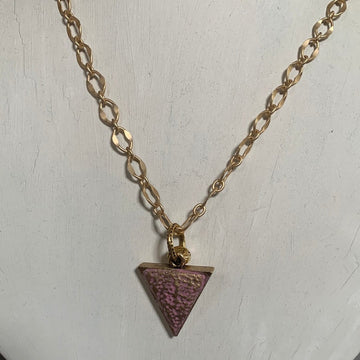 Pink Triangle Gold Necklace