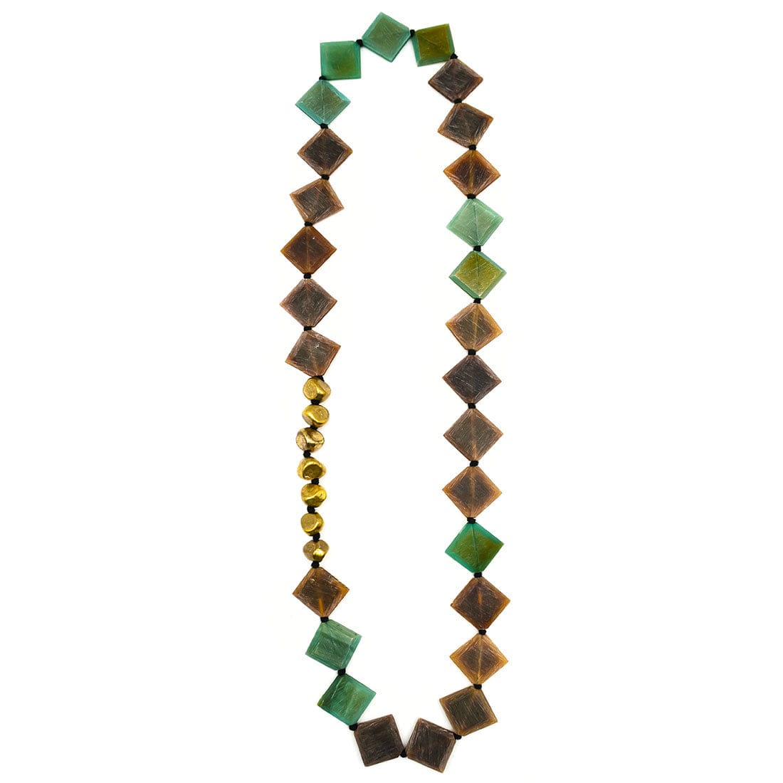 Anju Omala Verdant Necklace - Squares and Metal - Five and Divine