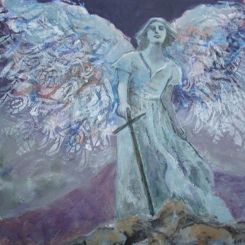 Unfolding of Wings by Karen Wolf (Painting on wood block) - Five and Divine